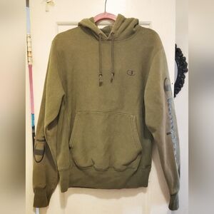 Mens Champion Reverse Weave Pullover Logo Hoodie Sweatshirt Small S Olive Green